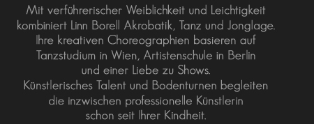 Linn Borell Hutartistik mit Handstand, Tanz und Animation